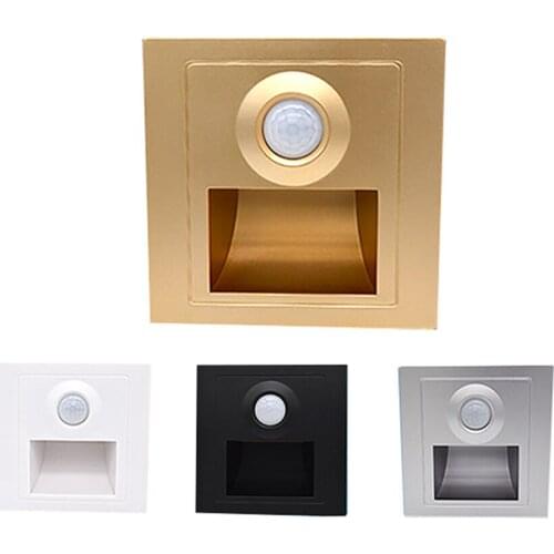 LED Recessed LED Wall Lamp Light Control + PIR Motion Sensor 86 Ladder Step Stair Light Footlight For Kitchen Foyer Hotel Stair