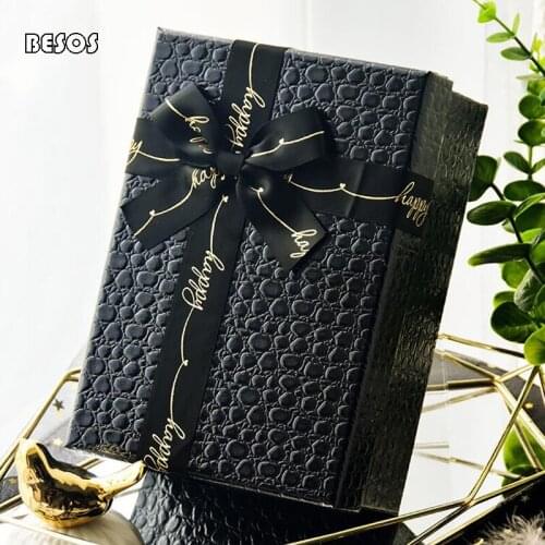 Upscale Fashion Party Celebration Black White Crocodile Print Letter Ribbon Bow Silk Scarf Jewelry Best-selling Gift Box B145D