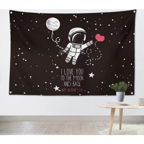 I LOVE YOU TO HE MOON AND BACK cartoon cosmic hang cloth hanging flag bar studio tide shop home wall decoration background