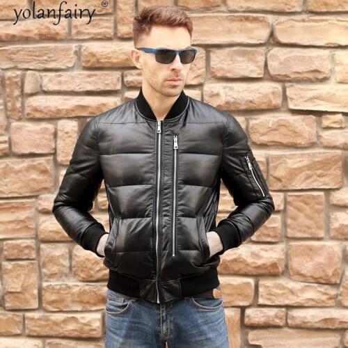 YOLANFAIRY Mens Genuine Leather Jackets Winter Male Down Jacket 2020 Real Sheepskin Clothing Men Coats Ropa Hombre1927 TN10