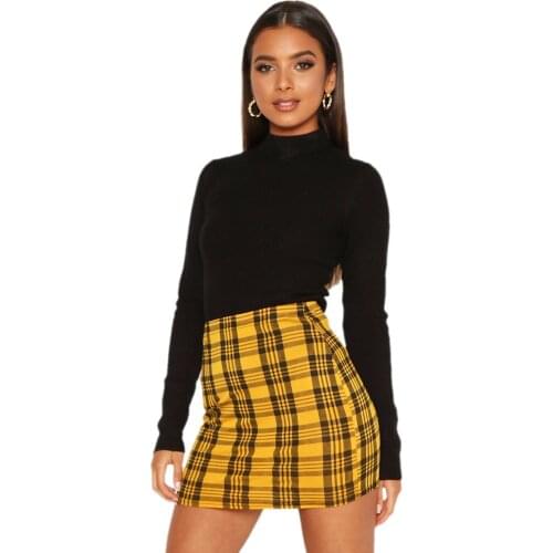 Women Bodycon Casual Mini Skirt A Casual High-Waisted Skirt Above The Knee Plaid Print Short Pencil Skirt Suitable for Work