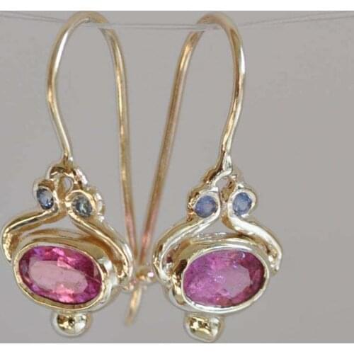 2020 New Boho Vintage Gold Rose Red Zircon Drop Earrings For Women Trendy Dangle Female Fashion Jewelry Wedding Party Gifts