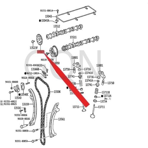 Camshaft timing gear or sprocket 1995-Toy ota CRO WNC OMF ORT INN OVA HIL UXS URF FOR TUN ER eccentric shaft gear