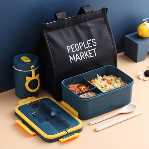 1 Set Lunch Box BPA Free Heat Resistant Wheat Straw Meal Prep Container Supplies for Home Portable lunch box