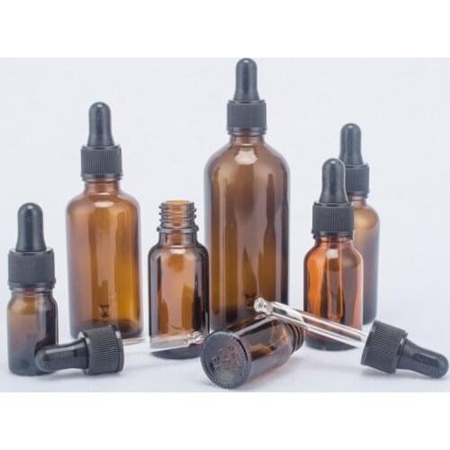 10ML Essential Oil Black Plastic Dropper Bottle Incense Bottle Brown Glass Cosmetic Bottle 100PCS/LOT