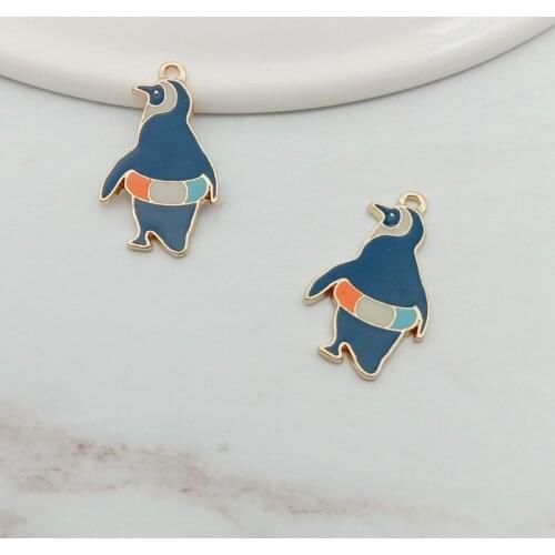 10PC/Bulk Sale Enameled Penguin Charm Pendant Planner Animal Charm for DIY Keychain Necklace Jewelry Making Penguin Craft Charm