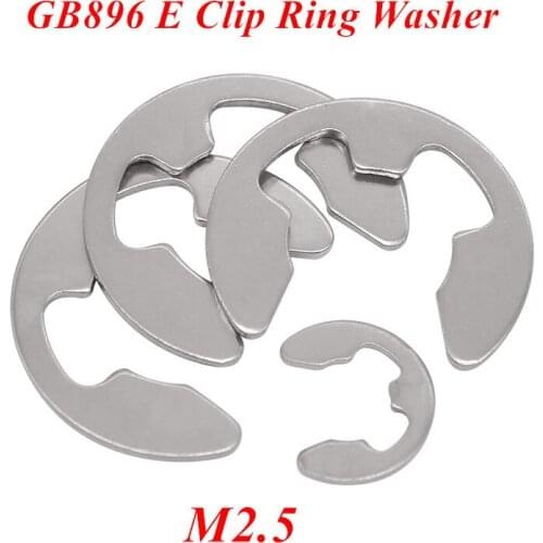 1000pcs GB896 M2.5 E Clip Washer Ring Washer 2.5mm Circlip retaining ring for shaft fastener hardware 304 Stainless steel