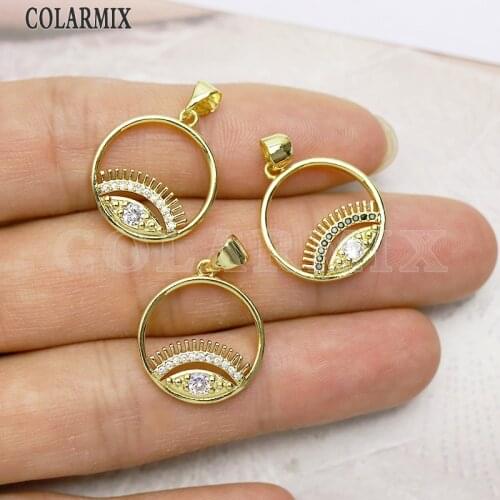 12Pcs Round Eyes jewelry pendant Zircon eyes jewelry pendants for women accessories pendants 7297