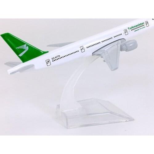 16cm Turkmenistan airplane model toys air Boeing B777 aircraft With base model diecast plastic alloy plane gifts kids collection