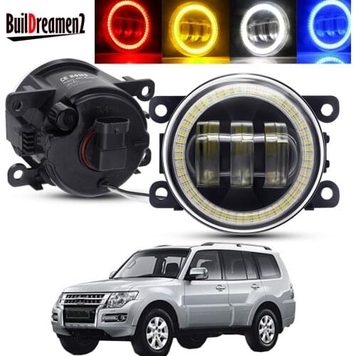 2 X Car Angel Eye Fog Light Assembly For Mitsubishi Pajero IV V8_W V9_W 2007-2012 LED Lens Fog Driving Lamp DRL 30W H11 12V