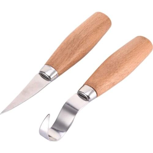 2Pcs/Set Wood Carving Knife Chisel Woodworking Cutter Woodcarving CutterHand Tool Set High Strength Hooked Whittling Cutter