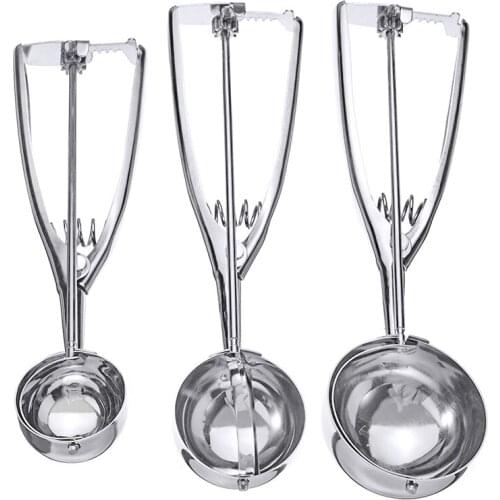 3Pcs 4/5/6cm Ice Cream Ball Scoop Stainless Steel Masher Cookie Food Spoon Kitchen Fridge Fruits Ice Cream Digging Spoon