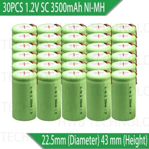 30 Pieces/lot Brand new 1.2V SC 3500mAh ni-mh Rechargeable batteries Electric tools/electric drill screw welding Free Shipping