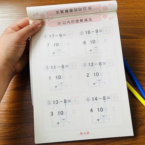 4 Books/Set Children addition and subtraction Learning Math Preschool math exercise book Handwriting Practice Books Age 3-6