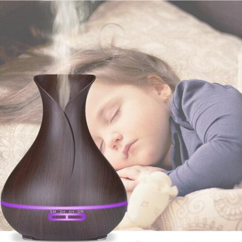 400ML Aromatherapy Essential Oil Diffuser Wood Aroma Air Humidifiers for Home Office Ultrasonic Cool Mist Maker