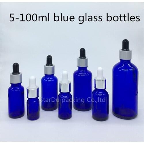 5ml-100ml blue Glass Bottle With Dropper Essential Oil Bottle, High quality Perfume bottle