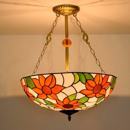 50cm American Pastoral Taiyanghua Bar Light European Tiffany Colored Glass Living Room Dining Room Bedroom Chandelier