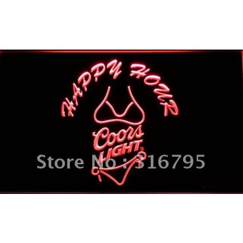 626 Coors Light Bikini Happy Hour Beer LED Neon Light Signs