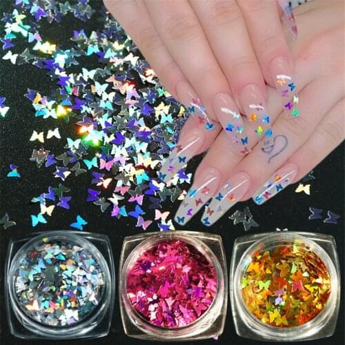 Butterfly Nail Sequin Acrylic Paillettes Holographic Nail Glitter Nail Powder Neon Mirror glitter Rainbow Crystal Opal Glitter