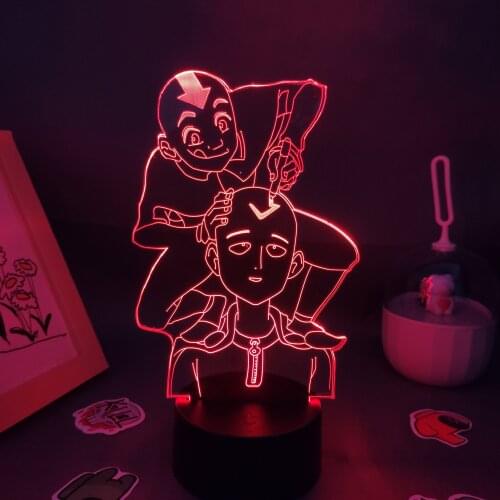 Avatar Anime Figure Aang Saitama 3D led Night Light Cool Gift For Friend Colorful Lava Lamp Manga Table Decoration One Punch Man