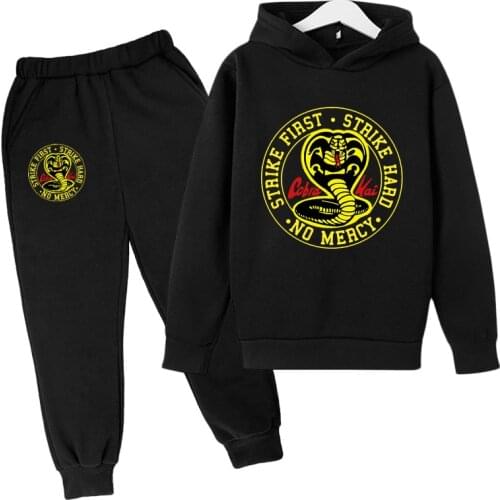 Pants suit boy Cobra Kai 2 Pieces Sets Pullover Hoodie Autumn Sportwear Tracksuit dress suit girl Sweatshirt+pants suit sets