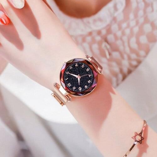 Luxury Rose Gold Women Watches Minimalism Starry Sky Magnet Buckle Fashion Female Bracelet Wristwatch Waterproof Simple Numeral