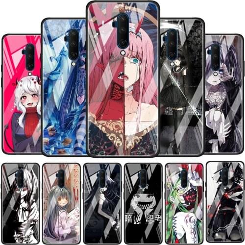 Dark Anime Girl Tempered Glass Cover For OnePlus Z 7 8 9 7T 8T 9R Nord 5G Pro Silicone Phone Case Coque
