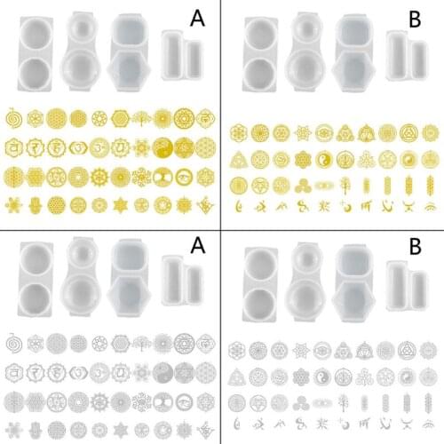 Faceted Round Orgonite Resin Pendant Mold Orgone Silicone Resin Mold with Copper Orgonite Stickers Epoxy Resin Art Craft