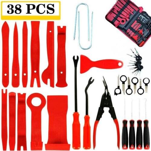 38 Pieces Car Disassembly Tool Interior Kit Audio Removal Trim Panel Instrument Panel Pry Door Clip Car Repair Tool Accessories