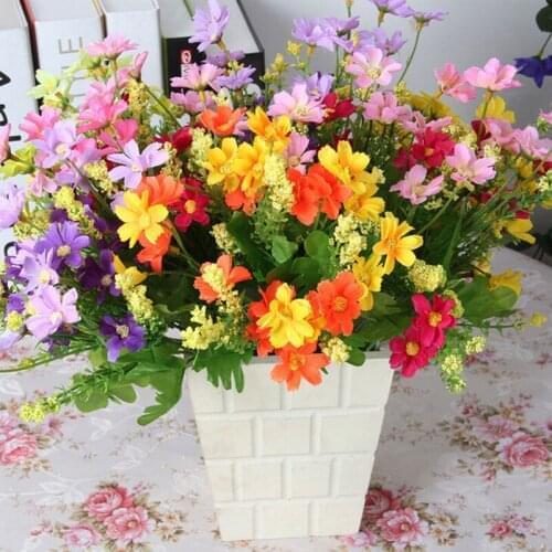 Artificial Daisy Flowers Silk Fake Chamomile Flowers Stamen Small Daisy for Wedding Home Table Decor DIY Bridal Silk Fake Flower