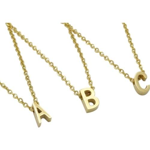 Jaymaxi Elegant Letter Necklace Gold Color Stainless Steel Women Girl Gift Custom Made Alphabet Pendant Necklace