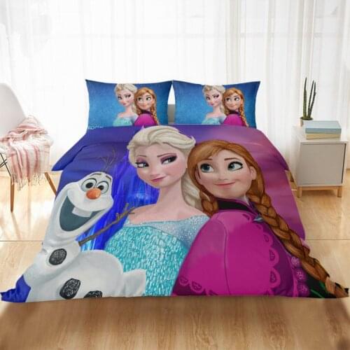 Luxury Girls Bedding Set Frozen Elsa Anna Double Queen King Size Duvet Cover Twin Bed Linen Children Kids Comforter Bedding Sets