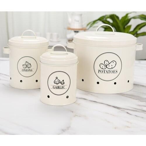 Potatoes Onions Garlic Storage Box Sets for Kitchen Home Decoration Container Food Organizer Boxes Metal Box Jars for Home