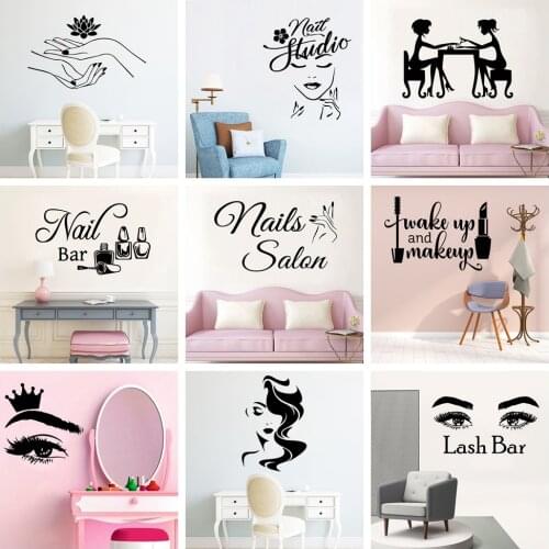 Beautiful Wall Decals Nail Salon Sticker For Beauty Salon Wall Stickers on the wall Wallpaper Decal Girl Room Decor muursticker