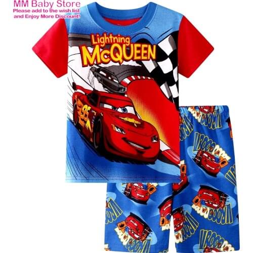 Summer Boys Girls Pajamas Sets Cars Cartoon Cotton Children Boy Girl Sleepwear Nightwear Kids Lightning Mcqueen Pyjamas Suit