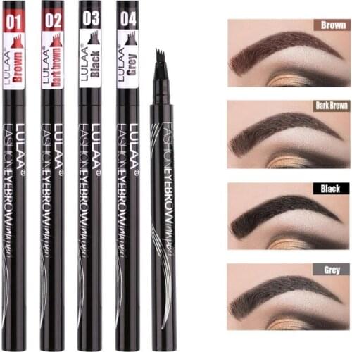LULAA 2 In 1 Four Fork Liquid Eyebrow Pencil Microblading Eyebrow Pen Waterproof Brown Tattoo Eyebrow Crayon Sourcils TSLM2