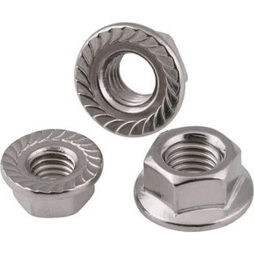 Fine Thread Hex Flange Nut M8 M10 M12 DIN6923 304 Stainless Steel Hexagon Serrated Spinlock Flange Nuts Locknut Lock Nut