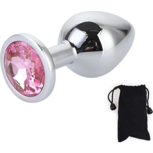 Metal Anal Plug with Rhinestone Decor T-shaped Sex Toy Adult Vaginal Butt Massager for Men Female Sex Products TK-ing