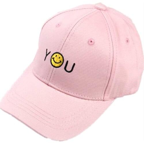 Cartoon I Love you Smile Face Pink Cute Baseball Cap Cosplay Cute embroidery hip hop Man Woman KID Adjustable Hike Sun Hats caps