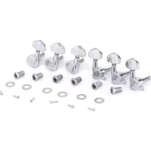Musiclily Pro 3x3 Sealed Guitar Tuners Tuning Pegs Keys Machine Heads Set for Les Paul Style Guitar, Half Moon Button Chrome