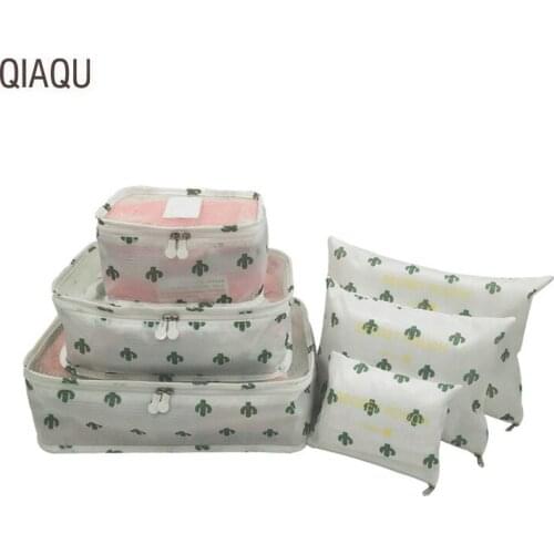 QIAQU 6pcs/set Travel Set For Clothes Tidy Organizer Wardrobe Suitcase Pouch Travel Organizer Bag Shoes bag Travel accessories