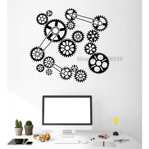 New Creative Gears Mechanism Vinyl Wall Sticker Teamwork Office Work Decor Stickers Business Room Wallpapers Unique Gift LC523