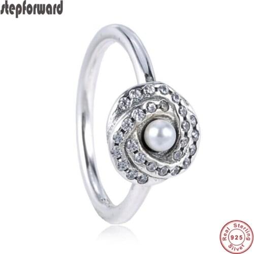 New Arrival Pearl Paving 925 Real Silver Toe rings With Natural Pearl Womens Rings Female Engagement Ring