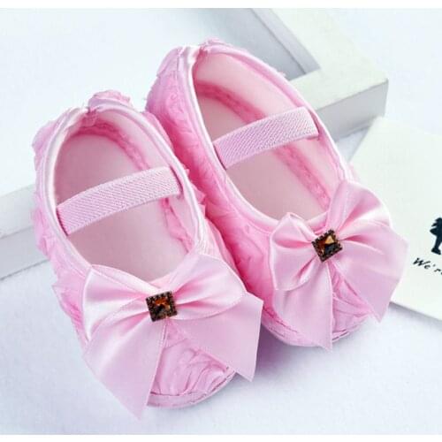 Baby Girl First Walker Todder Prewalker Shoes Rose Flowers Bow Princess Newborn Baby Soft Sole Shoes