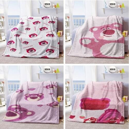 Disney Toy Story Strawberry Bear Air-conditioning Printed Blanket Children Kindergarten Nap Quilt High Quality Throw on Bed Sofa