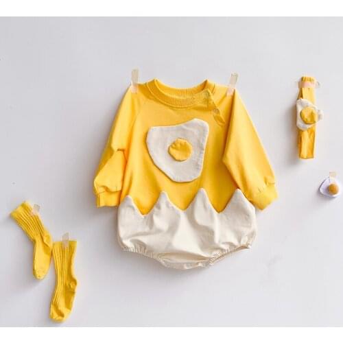 Autumn Newborn Bodysuit New Cartoon Babys Printed Jumpsuit Long-Sleeved Triangle Bodysuit Baby Girl Clothes