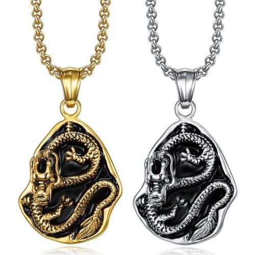 Stainless steel Dragon Pendant Necklaces For Men Chain Hip Hop Jewelry Gifts