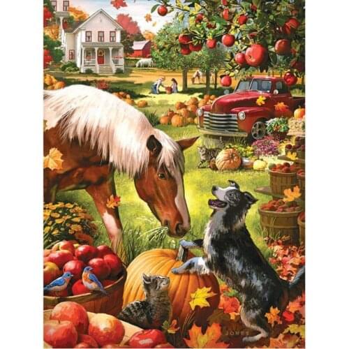 Full square diamond embroidery painting rural dog mosaic art horse diamond dotz rhinestone sticker wall paper decor needlework