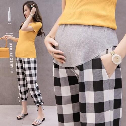 Pregnant Women Casual Stretch Super High Waist Maternity Pants Home Loose Stretch Fashion Adjustable Abdominal Sports Pants