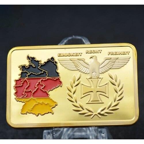 Deutsche Iron Cross Eagle 24k Gold PlatedGerman Map Bundesrepublik Gold Bar Commemorative Collectible Coin Challenge Coin Gift
